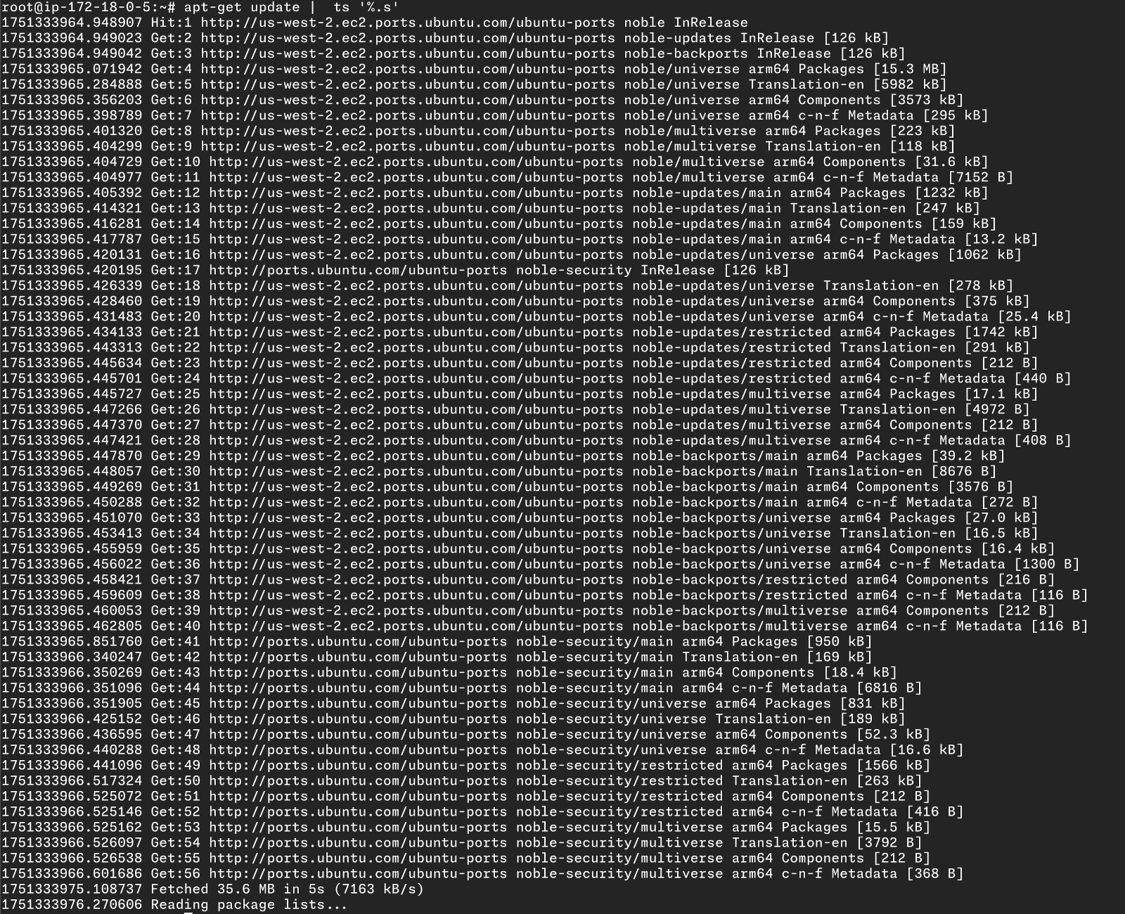 An EC2 in us-west-2 first apt-get update taking 11.32 seconds